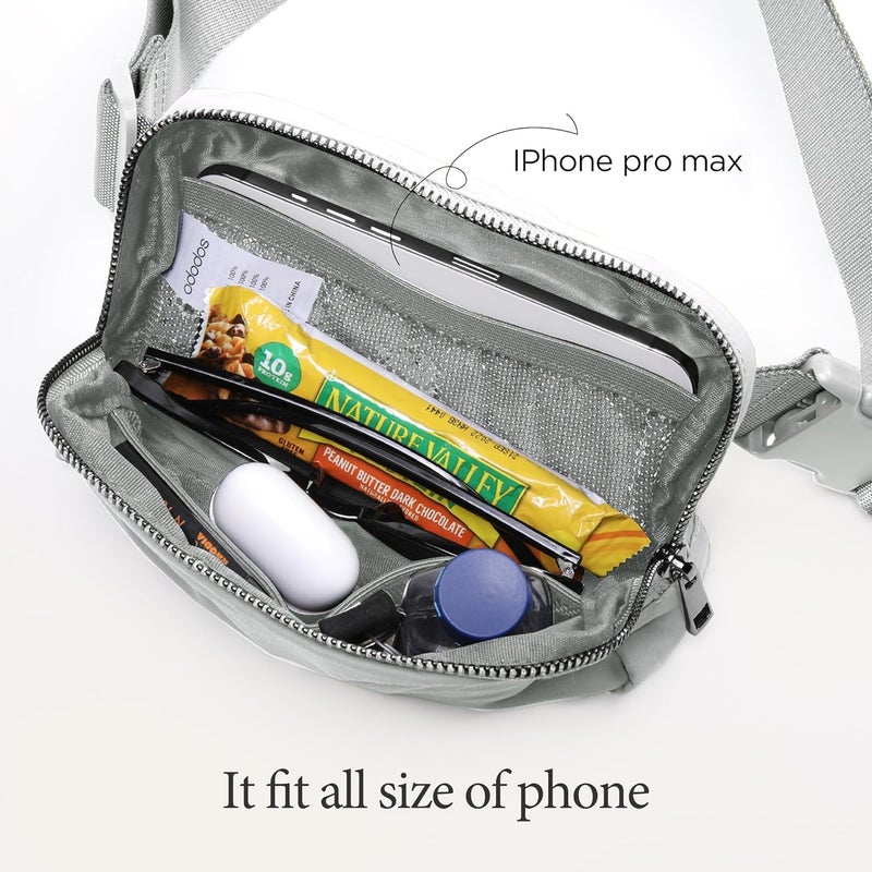 ODODOS Unisex Mini Belt Bag with Adjustable Strap Small Fanny Pack for Workout Running Traveling Hiking, Light Grey - Image 2